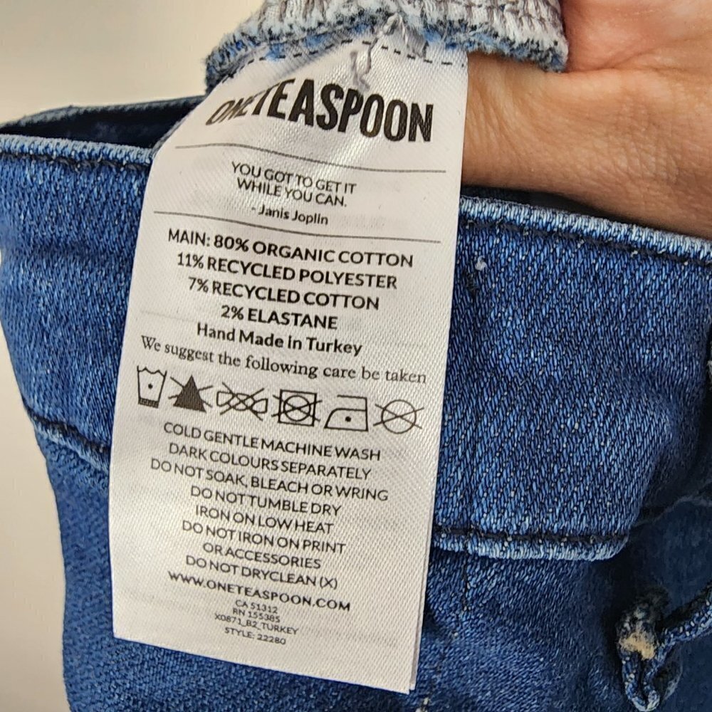 NWT One Teaspoon Preachers High Waist Organic Cotton Snap Cuff Jean Indigo Sz 24 - Picture 13 of 15